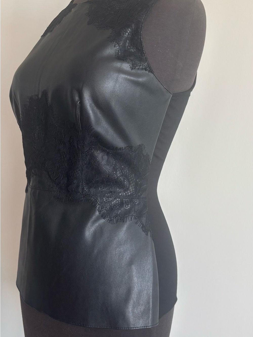 Size M, Bailey/44 Vegan Leather Lace Sleeveless Dressy Stretch Top Made In USA